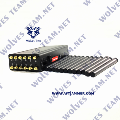 Handbediende van de de Stoorzender Mobiele Telefoon van het 12 bandensignaal GSM CDMA 3G 4G 5G WIFI GPS VHF UHFlojack-Blocker 30 meters