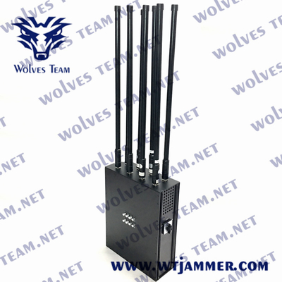 Krachtige de Telefoonstoorzender van de Rugzakcel Draagbare UHF VHF GSM 3G DCS 4G 5G Signaal Blokkerende Dekking 100m