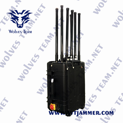 100 Watt draagbare 4 banden Drone Signal Jammer IP65 Waterdicht GPSL1 WIFI2.4G WIFI5.8G Signal Jammer