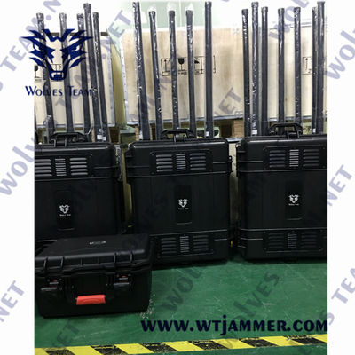 100 Watt draagbare 4 banden Drone Signal Jammer IP65 Waterdicht GPSL1 WIFI2.4G WIFI5.8G Signal Jammer
