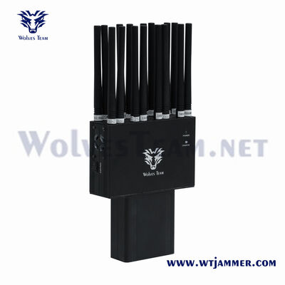 kopen 16 Bands 2G 3G 4G 5G WiFi UHF VHF GPS Lojack Handheld Type Cell Phone Signal jammer online manufacture