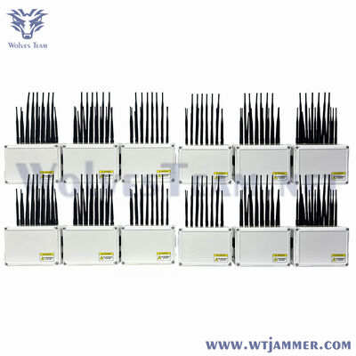 kopen Krachtige 4-bands desktop signaaljammer Antenne Mobiele Telefoon WiFi GPS Blocker voor Kantoor online vervaardiging