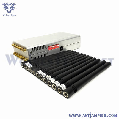 kopen 12 antennes Zilveren Draagbare Signal Jammer Handheld Full-Band 2G/3G/4G/5G WiFi GPS Blocker met ingebouwde batterij online vervaardiging