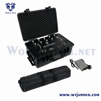 kopen 11 banden 90 W All Frequency Wheeled Luggage Portable Signal Jammer voor tijdelijke privacycontrole online vervaardiging