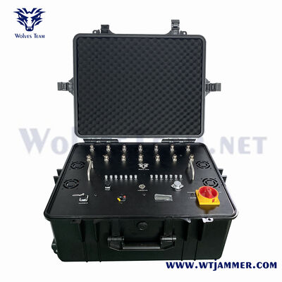 kopen 8 kanalen 400W High Power Koffer Signaal Jammer Block 2G/3G/4G/WiFi/GPS online vervaardiging