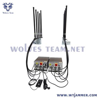 kopen 10 banden 1000W High Power RF Jammer met draaibare antennes, aanpasbare frequenties online vervaardiging