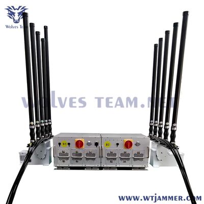 kopen 10 kanalen 800W voertuigsignaaljammer All-in-One 2G/3G/4G/5G/WiFi/GPS/UHF/VHF blokker online vervaardiging