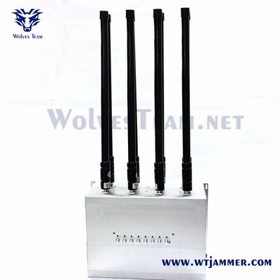 kopen Zilveren 80W 5G Jammer Alle mobiele telefoon Signal Jammer Met ingebouwde voeding online vervaardiging