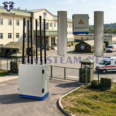 Kopen 6CH Waterdicht Omni-Directional Signal Jammer 100 ¢ 300m dekking Anti-drone en cellulaire blokker voor beveiligde ziekenhuisruimtes online vervaardiging