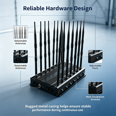 Kopen 42W Desktop Signaalstoorder met 14 Banden en Omnidirectionele Antenne voor Volledige Band Signaalblokkering online vervaardiging