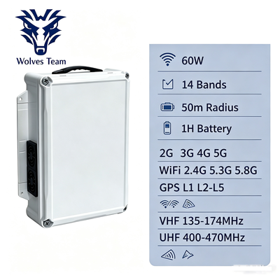 Kopen 60W 14-kanaals Desktop Signal Jammer met omnidirectionele antenne voor cellulair signaal blokkeren online vervaardiging