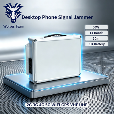 Kopen 60W 14-bands Desktop Signaalstoorzender met ingebouwde batterij voor volledige RF-blokkering online vervaardiging