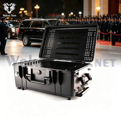 Kopen 300-500M 10 Band Trolley Case Signal Jammer Portable Counter-Drone Blocker voor tijdelijke hoogprofiel High Security Events online vervaardiging