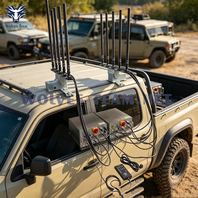 Kopen Outdoor 500-2000M Voertuig Signaal Stopper Op Dak Gemonteerd Voertuig Signaal Onderdrukking Systeem Omnidirectionele Antennes Waterdicht online vervaardiging