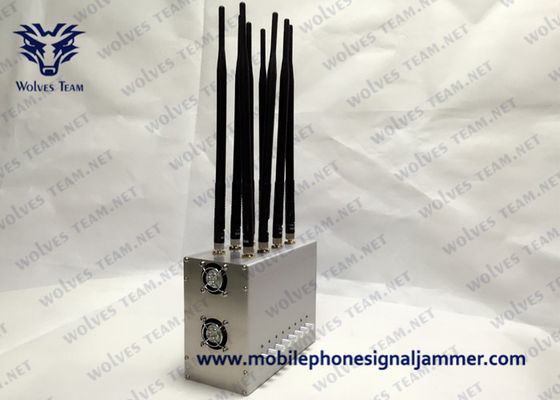 De regelbare Mobiele Stoorzender van het Telefoonsignaal Hoge Macht 8 Antenne die GSM CDMA 3G 4G 5G van WiFi GPS Stoorzender blokkeren 100 meters