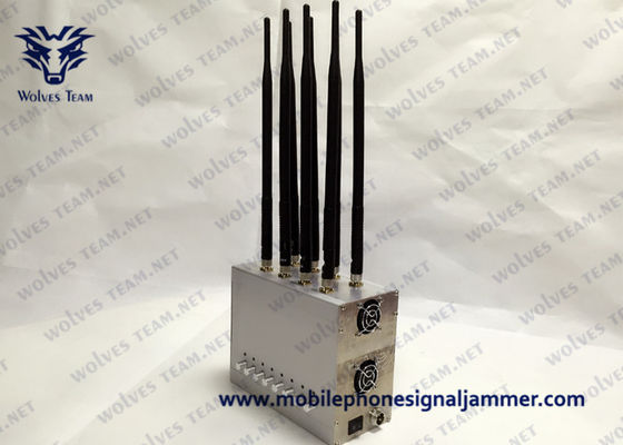 De regelbare Mobiele Stoorzender van het Telefoonsignaal Hoge Macht 8 Antenne die GSM CDMA 3G 4G 5G van WiFi GPS Stoorzender blokkeren 100 meters