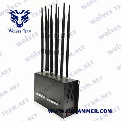 kopen DCS GSM GPS WIFI 50m Cell Phone Signal Jammer 3G 4G 5G 10 Antennen UHF VHF online manufacture