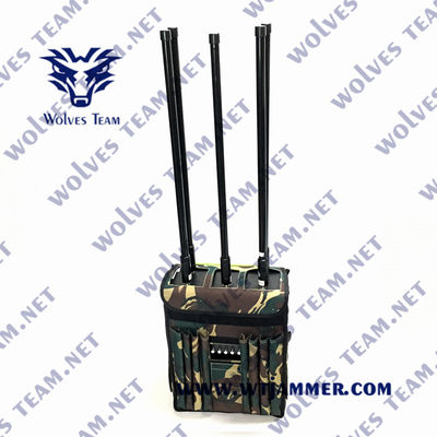 Omni-directionele Antenna Backpack Signal Jammer voor GSM 3G 4G 5G GPS WIFI UHF VHF Tot 200 meter Jammerbereik