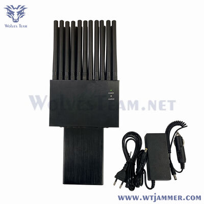 Handheld 22 banden mobiele telefoon 2G 3G 4G 5G jammer RF signaal blokker Wifi Bluetooth GPS uhf vhf jammer 25 meter