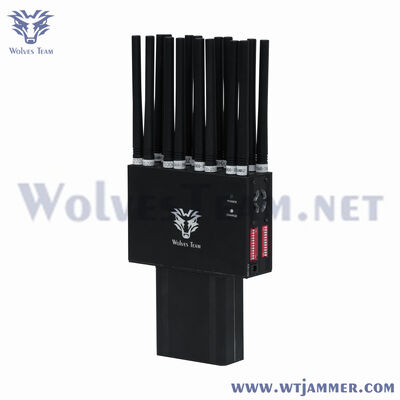 Draagbare 16 banden mobiele telefoon 2G 3G 4GLTE 5G jammer RF-signaal blokker Wifi2.4g GPS-signaal jammer 30 meter