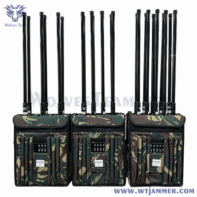 160w RF Power Backpack Signal Jammer Alle mobiele telefoonsignal jammer met 5dBi Externe omni-directionele antenne die een brede dekking van het gebied te garanderen