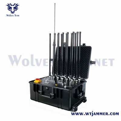 600W 6 Bands Portable Suitcase Signal Jammer, Long Range All-Weather Use