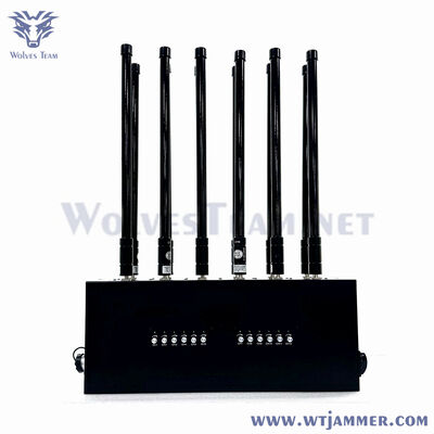 6 kanalen 300W Desktop Signal Jammer, blokbereik tot 100m voor 2G/3G/4G/5G/WiFi/GPS