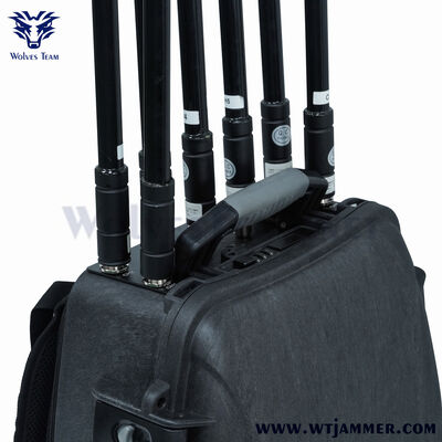 Manpack Jammer 1000m Radius 100-240V AC aangedreven continue drone jamming en defensie oplossing.