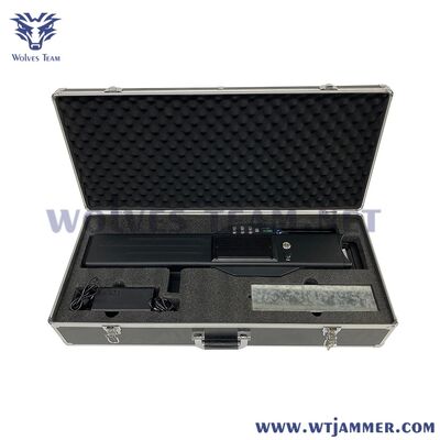 Lange draagbare anti-hommelstoorzender complete set Schokbestendig met schuim gevoerd aluminium draagtas Multi-band UAV-signaalblocker met oplader