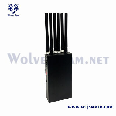 Bluetooth Wifi Handheld Signal Jammer 6 Antennes Voor vertrouwelijke vergaderzalen, onderzoekszalen, ondervragingszalen en beveiligde onderhandelingslocaties