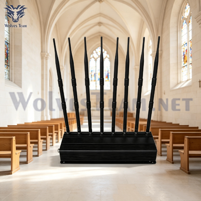 40W 8 instelbare banden desktop signaal stoorzender draadloze mobiele telefoon signaalblokker voor kerkdiensten en stille religieuze locaties
