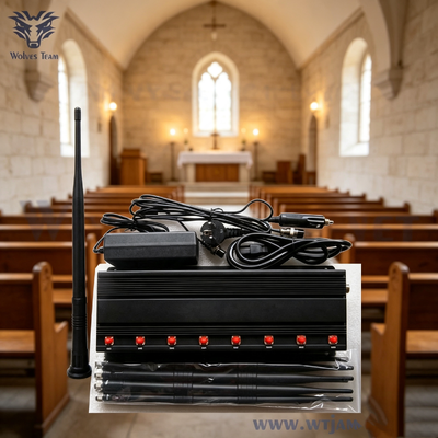 50 meter 40W 8 Desktop Signal Blocker Anti-Disturb Wireless Signal Jammer voor kerk heiligdom en religieuze vergaderruimten