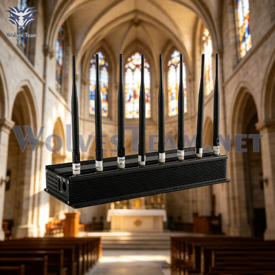 Desktop 8-kanaal verstelbare signaal jammer blok WIFI Bluetooth voor stille kerk aanbidding omgeving
