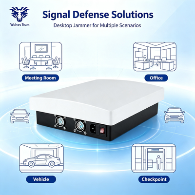 60W 12-band Desktop Signal Jammer met omnidirectionele antenne voor uitgebreide RF-blokkering