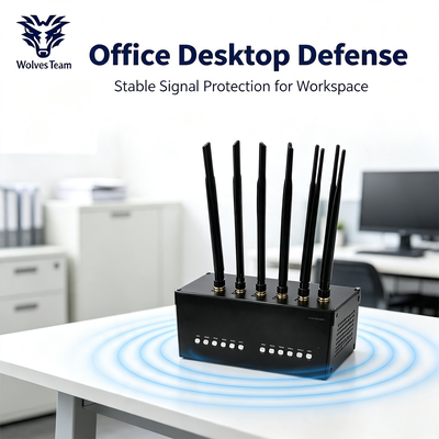 60W 12-band Desktop Signal Jammer met omnidirectionele antenne voor uitgebreide RF-blokkering