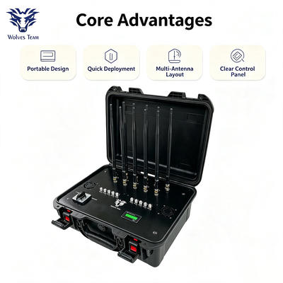 50W 10-Channel Portable Signal Jammer with 10-20m Range and Built-in Battery for Field Use