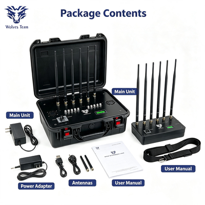 50W Portable Signal Jammer with 10 Bands and Built-in Battery for 2G 3G 4G 5G WiFi Blocking