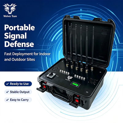 50W 10-Band Portable Signal Jammer with Built-in Battery for CDMA GSM 3G 4G 5G WiFi Blocking