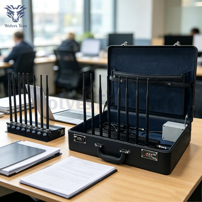 All-in-one 8 bands Desktop Signal Jammer Gehuisvest in een koffer voor binnen- en buitenmissies