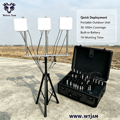 Draagbare 100W High-Power 10-Band Multi-Frequency Signal Jammer met ingebouwde batterij voor auditoriums en conferentieruimtes