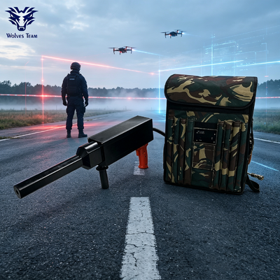 Backpack Gun‑Type Portable Anti‑Drone Suppressor IP55 Outdoor Rated Long Coverage Distance UAV Signal Jammer For Field Perimeter Emergency Anti‑Drone Operations