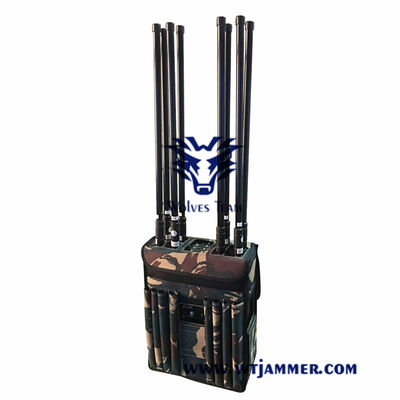 GSM 800 MHz WiFi 2.4G 3G 4G GPS 50m Backpack Signal Jammer